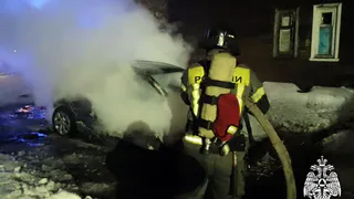 В Вологодской области спасатели ликвидировали пожар в автомобиле