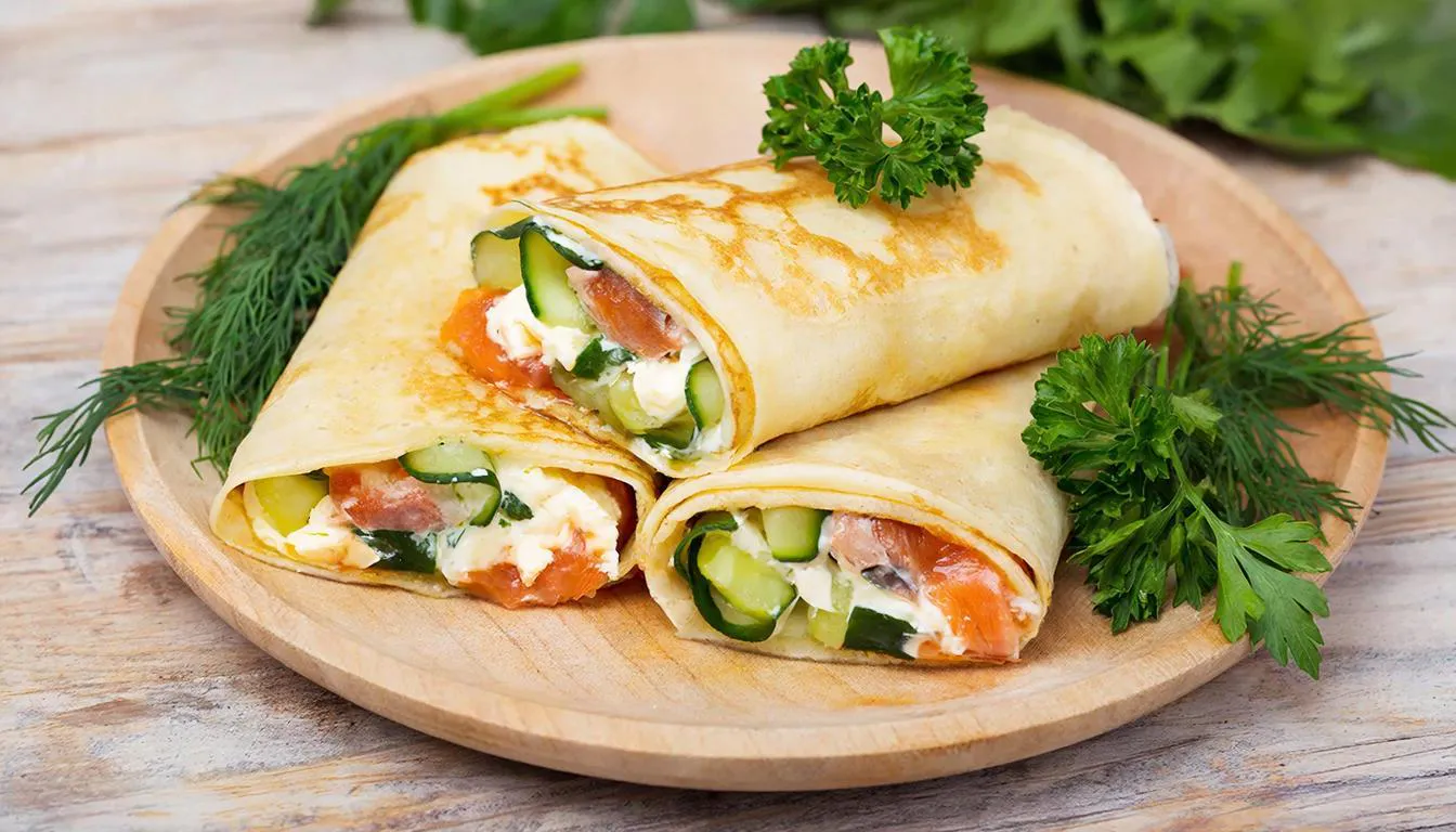 Масленица. Рулетики из блинов с красной рыбой и нежным сыром