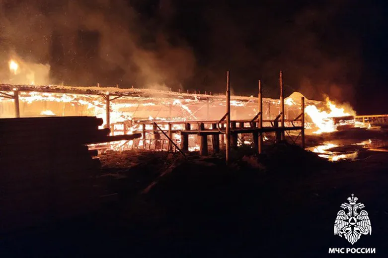 В Вологодской области 14 пожарных боролись с огнем на пилораме
