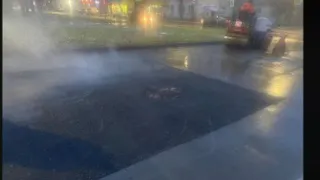В Вологде канализационный фонтан украсил новый асфальт