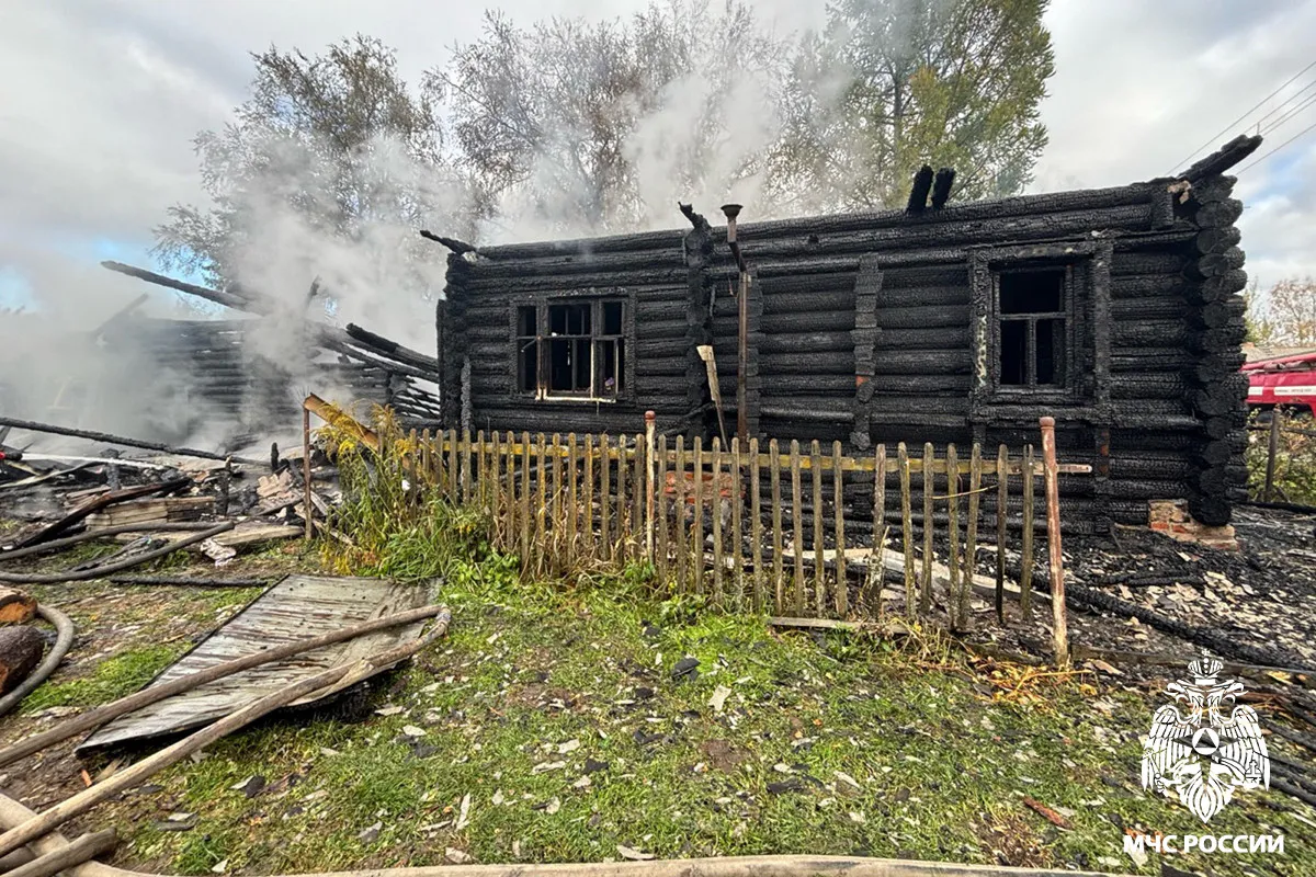 Супружеская пара эвакуировалась из загоревшегося в Вологодской области дома
