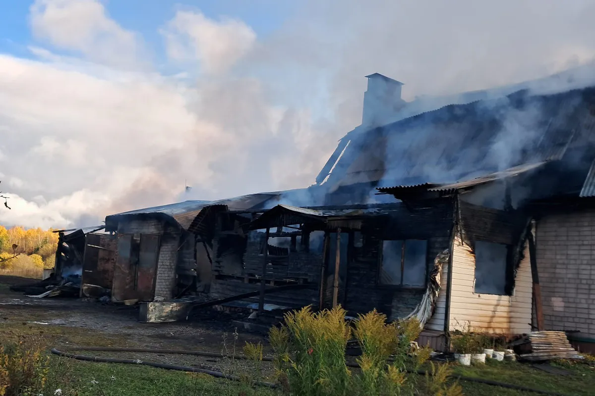 В Вологодской области огонь уничтожил усадьбу женщины